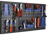 Parete Degli Attrezzi - Parete Perforata In Metallo - 120 X 60 X 2 Cm - Set Con 17 Ganci E Supporti - Montaggio A Parete - Blu