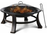 Focolare Da Esterno - Ciotola Ø 76 Cm - A Legna - In Ferro - Griglia - Parascintille - Per Giardino E Campeggio