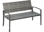 Panca Da Giardino - Panca Da Esterno In Polyrattan Con Struttura In Acciaio - Bifacciale - Resistente Alle Intemperie - Con Braccioli - Facile Montaggio - 122 X 60 X 85 Cm - Grigio Scuro