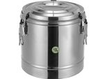 Contenitore Per Alimenti - Contenitore Termico Isolato - 10 L - Acciaio Inox - 12 Ore Caldo/Freddo - Con Coperchio - Rotondo - Argento
