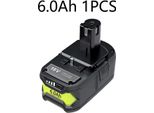 Batteria Di Ricambio Ryobi One+ P108, 18V Li-Ion 6Ah, Blu, Compatibile Con P104 P107 RB18L50 RB18L20, 1 Pezzo