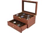 Scatola Per Orologi In Legno, Contenitore, 20 Scomparti, Nero