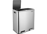 Cestino A Pedale, Rettangolare 10 L, Grigio Chiaro, Coperchio Con Chiusura Morbida, Mani Libere