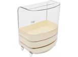 Organizzatore Per Trucco E Cosmetici - Contenitore Con Coperchio - 2 Cassetti - Plastica Pet - 28,5×19×36 Cm - Apertura 28,5×21,5 Cm - Bianco