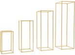 Portafiori - Colonna Rettangolare In Metallo - Set Da 4 - Altezza 40/60/80/100 Cm - Per Decorazioni Da Tavola E Decorazioni Per Il Corridoio Nuziale - Oro