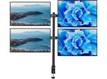 Supporto Per Monitor - Supporto Da Tavolo Per 4 Monitor - Per Monitor Da 25-51 Cm - Altezza 0-40 Cm - Inclinazione ±90° - Rotazione 360° - 9 Kg Per Braccio - Nero