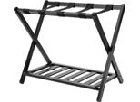 Portabagagli - Portabagagli - Due Livelli - Pieghevole - Bambù E Nylon - Necessario Il Montaggio - Nero