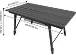 Tavolo Da Campeggio Pieghevole - Tavolo Da Esterno - Regolabile In Altezza - Rettangolare - Lega Di Alluminio + Plastica - Portata 30 Kg - Montaggio Facile - Nero