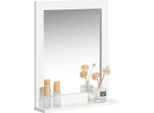 FRG129, Specchio Da Parete Per Bagno, Con Mensola, Bianco, L×H×P 40×49×10 Cm