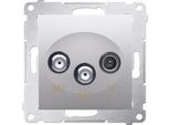 Presa Antenna Doppia SAT-SAT-RTV 1Db Argento Opaco Simon 54 Contatto Premium Simon DASK2.01/43