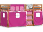 Vidaxl Letto A Castello Con Tende Rosa 80X200 Cm In Legno Di Pino Massiccio