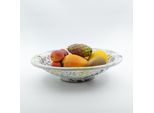Piatto Decorativo Traforato Marmorizzato Blu E Giallo - P 33 Cm