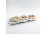 Set Da Aperitivo Con Tre Ciotole A Foglia Marmorizzata Blu E Gialla