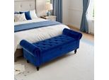 Panca Portaoggetti In Velluto - Ottomana Con Braccioli - Rivestimento Trapuntato - Lunghezza 133 Cm - Ampio Spazio Di Archiviazione - Per Il Letto E Il Soggiorno - Blu