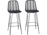 Syfax™ Sedia Da Bar 2 Pcs Nero 44,5 X 53 X 111 Cm Rattan E Ferro