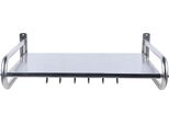 Mensola Per Microonde - Mensola Da Cucina A Parete - Acciaio Inox - Portata 30 Kg - 1 Livello - 6 Ganci - Spessore 0,68 Mm