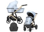 Carrozzina Kunert Arizo Premium 2In1 In Ecopelle Blu Con Telaio Nero