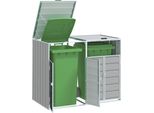 Vidaxl Contenitore Per Rifiuti Per 2 Contenitori Grigio 144X81X113 Cm Acciaio