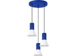 Lampada A Sospensione Estria 3P Bianco/Ultramarino 3Xe14 10W Acciaio/Alluminio 120X30X30Cm Sollux Lighting