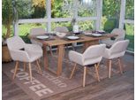 Set Di 6 Sedie Per Sala Da Pranzo HWC-A50 Ii, Sedia Da Cucina, Design Retrò Anni '50 ~ Tessuto, Crema/Grigio, Gambe Leggere