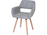 Sedia Da Sala Da Pranzo HWC-A50 Ii, Sedia Da Cucina, Design Retrò Anni '50 ~ Tessuto, Vintage Grigio Cemento, Gambe Leggere