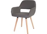 Sedia Da Sala Da Pranzo HWC-A50 Ii, Sedia Da Cucina, Design Retrò Anni '50 ~ Pelle Finta, Grigio, Gambe Leggere