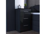 Vicco Comodini Camera Da Letto , 38 X 66 Cm, Nero Lucido