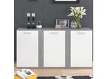 Vicco Credenza Novelli, 155 X 80 Cm Con Ante, Calcestruzzo/Bianco