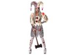 Costume Da Donna Arlecchino Insanguinato Halloween Zombie Bianco-Nero-Rosso Xs / S