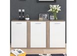 Vicco Credenza Novelli, 155 X 80 Cm Con Ante, Sonoma/Bianco