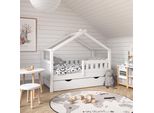 Vitalispa Letto Montessori Bambini Design, 70X140 Cm Con Cassetto, Bianco