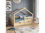Vitalispa Letto Montessori Bambini Design, 80X160 Cm Con 2 Cassetti, Legno Naturale