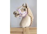 Cavezza Regolabile Per Cavallo Hobby Horse A3 Viola Con Pelo Bianco