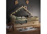 Vitalispa Letto Montessori Bambini Noemi, 90X200 Cm Con 2 Cassetti E Materasso, Legno Naturale
