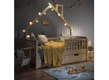 Vitalispa Letto Montessori Bambini Noemi, 80X160 Cm Con 2 Cassetti E Materasso, Legno Naturale