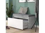 Vicco Panca Scarpiera Da Ingresso Iker, 80 X 45 Cm, Calcestruzzo/Bianco