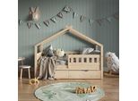 Vitalispa Letto Montessori Bambini Design, 80X160 Cm Con Letto Per Ospiti, Legno Naturale