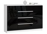 Akord Comò 2 Ante 4 Cassetti Bianco E Nero Lucido 138X40X99 Cm