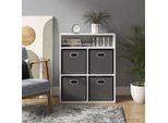 Vicco Libreria , 72 X 90.2 Cm Con 4 Scatole Pieghevoli, Bianco/Antracite