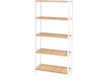 Scaffale Dibea In Bambù, 5 Ripiani Regolabili In Altezza, Stabile E Resistente, Scaffale Per Libri, Bagno O Cucina, 60X26X130 Cm, Naturale/Bianco