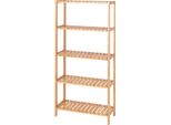 Scaffale Dibea In Bambù, 5 Ripiani Regolabili In Altezza, Stabile E Resistente, Scaffale Per Libri, Bagno O Cucina, 60X26X130 Cm, Naturale