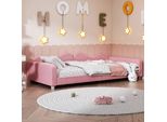 Flieks Letto Per Bambini Divano Letto 90X200Cm Imbottito, Letto Da Giorno Per Ragazzi Con Rete A Doghe, Letto Singolo Divano Letto Letto Per Ospiti Letto Da Giorno, Velluto, Rosa