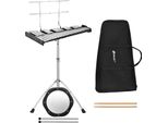 Costway Xilofono 32 Note Glockenspiel Con Supporto Regolabile, Tappetino Per Esercitazioni Da 20 Cm, Mazzette E Borsa Per Il Trasporto, Strumento A Percussione In Alluminio