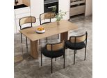 Set Di 4 Sedie Da Sala Da Pranzo In Rattan Flieks Con Gambe In Metallo, Sedie Da Soggiorno Imbottite Con Rivestimento In Velluto, Sedia Da Pranzo Sedia Da Cucina, Nero