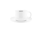 Mulex Set Di 12 Tazze Da Caffè In Porcellana Con Piattino 200 Ml Bianco/Argento