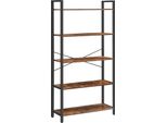 Vasagle Scaffali Rustici A 5 Livelli Con Struttura In Acciaio Per Soggiorno Ufficio Studio Corridoio Stile Industriale Rustico Marrone Nero