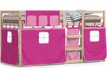 Vidaxl Letto A Castello Con Tende Rosa 90X200 Cm In Legno Di Pino Massiccio