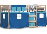 Vidaxl Letto A Castello Con Tende Blu 75X190 Cm In Legno Di Pino Massiccio