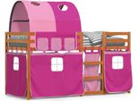 Vidaxl Letto A Castello Con Tende Rosa 90X190 Cm In Legno Di Pino Massiccio