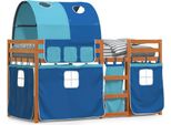 Vidaxl Letto A Castello Con Tende Blu 75X190 Cm In Legno Di Pino Massiccio